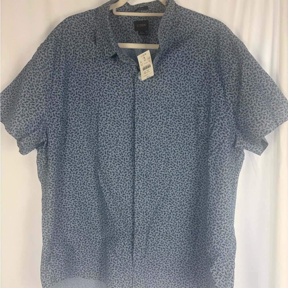 J. Crew Blue Leaf Print Casual Shirt